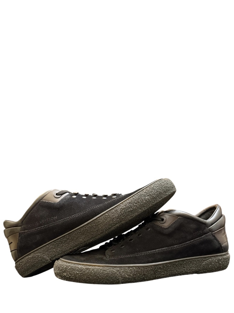 LOUIS VUITTON - BLACK SUEDE LEATHER  “RUGGED” LOW TOP SNEAKERS